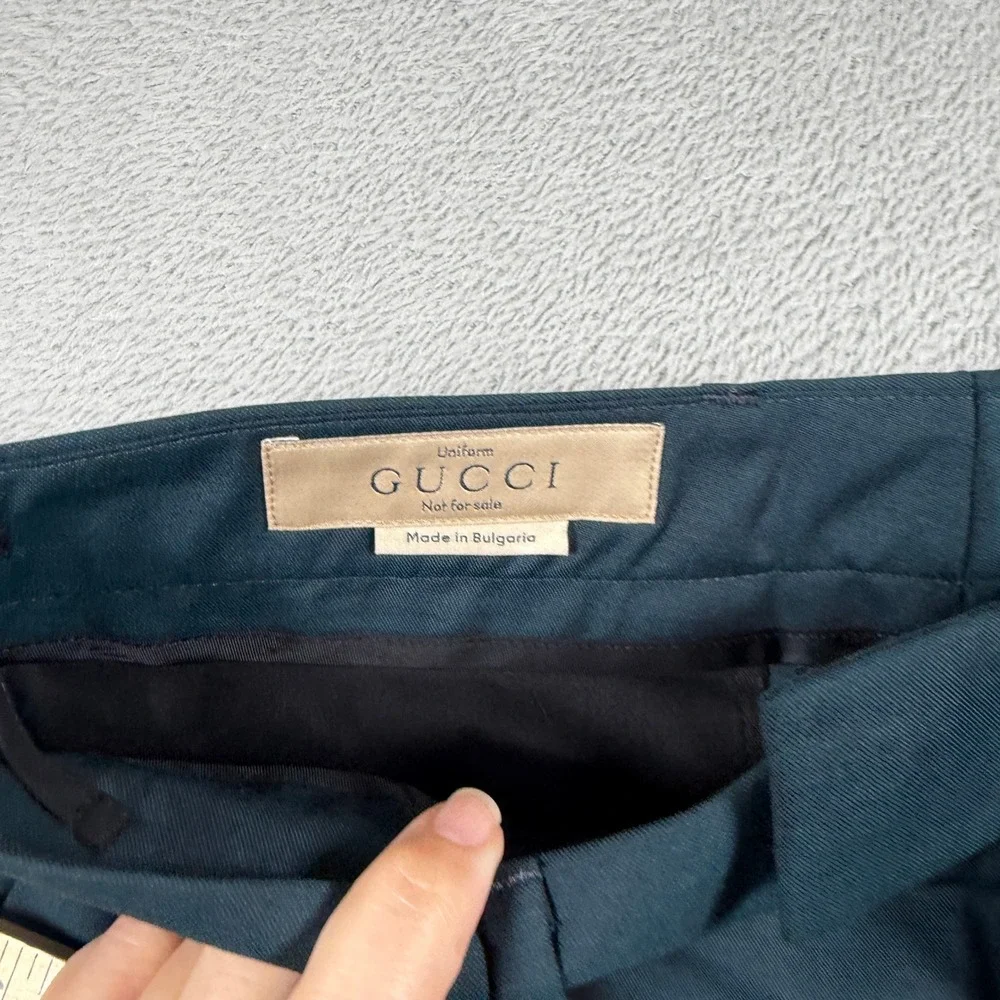 Gucci Uniform Dress Pants Mens 33 Dark Teal Flat Front Made In Bulgaria NWOT